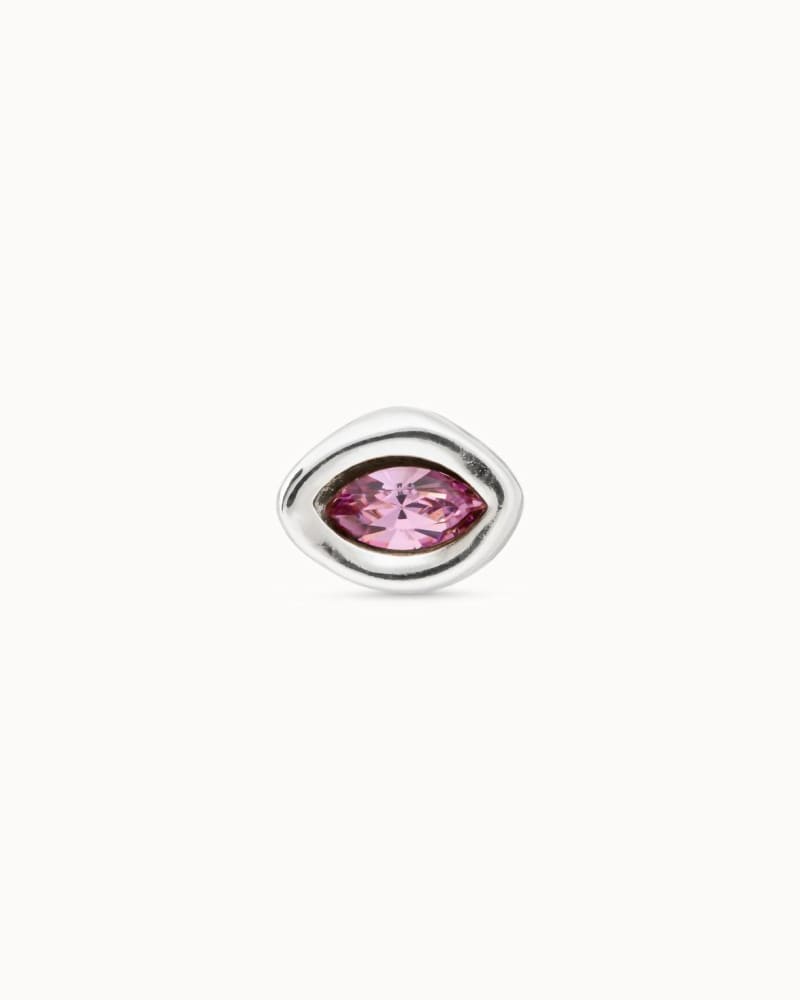 Front of a size O/S Piercing Stud With Faceted Crystal Earrings in Rose in Rose by UNOde50. | dia_product_style_image_id:331529